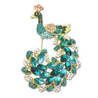 Broche de luxe en cristal de strass délicat, fabriquée en Chine, sur mesure, avec un motif de paon, pour un style élégant