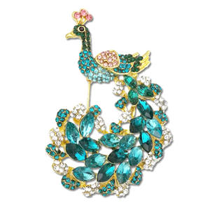 Broche de Pavo Real con Cristales de Estrás, Diseño Delicado, Fabricación China, Pin de Solapa de Lujo - Product Image 2
