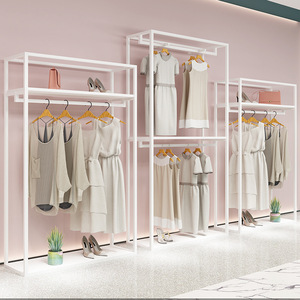 Tùy chỉnh hiện đại màu trắng cao Tủ tường-to-floor <span class=keywords><strong>double</strong></span>-layer Side treo hiển thị Kệ thân thiện với môi cửa hàng quần áo hiển thị - Product Image 1