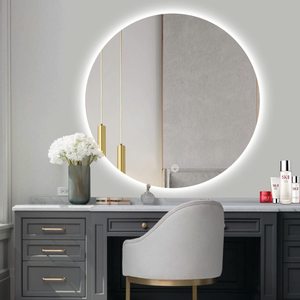 80CM <span class=keywords><strong>100CM</strong></span> Led Lighting Dimmable Touch Miroir mural étanche Smart Round Miroir de salle de bain Miroir rétroéclairé sans cadre - Product Image 2
