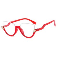 Lunettes de vue anti-lumière bleue demi-cerclées de luxe personnalisées 2026, monture diamant