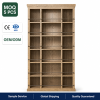 Vitrine ouverte en chêne de style provincial français pour salon avec rails métalliques, meuble de rangement en bois, sur mesure OEM ODM.