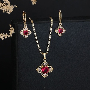 Ensemble de bijoux pour femmes, boucles d'oreilles et collier en zircon plaqué or 18 carats, bijoux tendance pour mariage, bijoux de luxe - Product Image 5