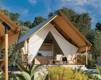 2024 Nouveau Design Triangle Extérieur Safari Tente Toile Glamping Hotel Resort Tente