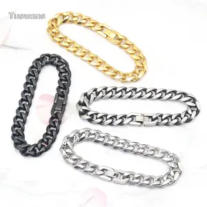 Tuswans Custom Design Jewelry OEM ODM prezzo di fabbrica braccialetto da uomo in acciaio inossidabile placcato oro argento nero all'ingrosso