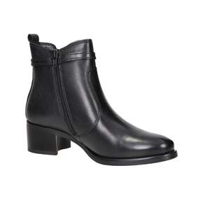Bottines pour femmes Keys K-11385 en cuir noir à talon bloc style Chelsea - Product Image 6