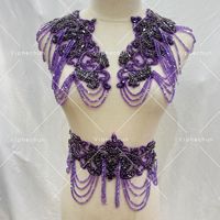 Hechun HC-64510 Nouveau 3 Couleurs Strass Applique Perlé Frange Gland Motif Style pour Robes De Mariée et Vêtements