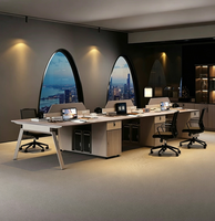Ensemble de bureau de travail multi-personnes STG moderne à 6 places, avec cloison réglable et armoire, pour six employés