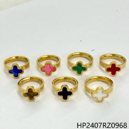 Venta al por mayor a granel de oro anillo de acero inoxidable para las mujeres de moda ajustable 18K de moda con incrustaciones de banda elegante regalo al por mayor para las mujeres - Product Image 1