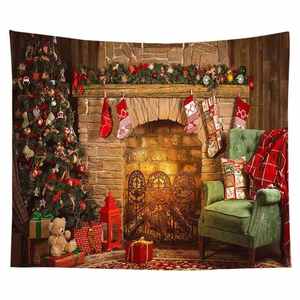 Tapisserie murale géante personnalisée pour cheminée, arbre de Noël, toile de fond pour décoration de Noël - Product Image 2
