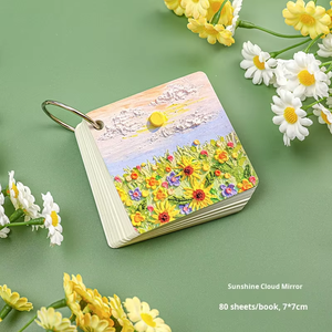 Anneau en fer étudiant bloc-notes peinture à l'huile paysage Portable petit vocabulaire anglais blanc cahier à feuilles mobiles 7x7cm personnalisé - Product Image 3