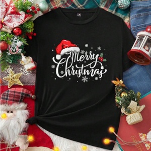 T-shirt da <span class=keywords><strong>donna</strong></span> a maniche corte <span class=keywords><strong>natalizia</strong></span>, stile europeo e americano, vestibilità ampia e snellente - Product Image 1