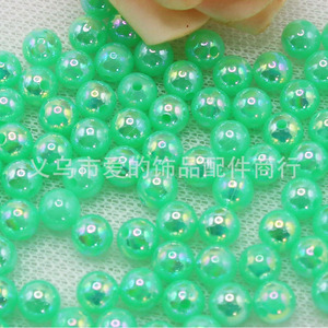Cuentas redondas acrílicas de 10 mm, color AB iridiscente, para la fabricación de joyería, cuentas sueltas a granel - Product Image 1