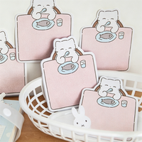 Bloc-notes portable en forme de chat, 30 feuilles, notes autocollantes Kawaii, papier à messages auto-adhésif pour le bureau, fournitures de rappel