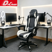 Chaise de bureau ergonomique robuste de style racing avec dossier inclinable et repose-pieds extractible pour le bureau à domicile