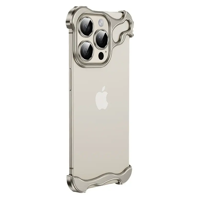 카메라 렌즈 보호 알루미늄 프레임 휴대 전화 커버가있는 iPhone 13 14 15 Pro Max Plus 용 새로운 미니멀리스트 금속 전화 케이스