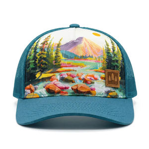 Gorra Trucker con Estampado de Paisaje en Pintura al Óleo, 5 Paneles, Logotipo Personalizado para Hombre y Mujer, Malla Transpirable en la Parte Trasera, MOQ Bajo, Envío Rápido, Clásica - Product Image 3