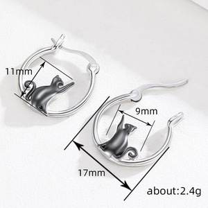 Boucles d'oreilles clous chat creuses mignonnes pour femmes, bijoux fantaisie animaux de dessin animé tendance - Product Image 4
