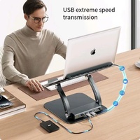 Soporte de Aluminio Giratorio de 360 Grados para Laptop, Altura y Ángulo Ajustables, Ergonómico, para Escritorio