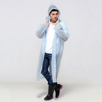 Vêtement de pluie en EVA bleu marine en gros, imperméable long à capuche pour les trajets quotidiens, veste de pluie légère pour hommes, femmes et enfants