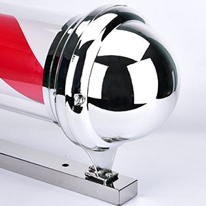 Poteau de Barbier Rotatif à LED 60CM, Enseigne Lumineuse Extérieure pour Salon de Coiffure, Lampe Murale Rayures Rouge Blanc Bleu avec Ampoule - Product Image 4