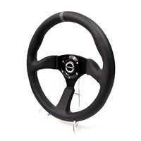 Leaders Universal Real Leather 14 pouces 350mm 5cm Deep Wheel JDM Racing Simulation Volant épaissi et lesté