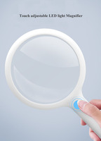 Loupe grossissante portable USB rechargeable en plastique avec éclairage LED, grossissement 3X et 6X, style tendance