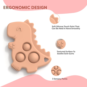 Anneau de <span class=keywords><strong>dentition</strong></span> pour bébé en silicone texturé doux sans BPA, dessins de champignons mignons d'éléphant Dino, jouets pour tout-petits pour le soulagement de la <span class=keywords><strong>dentition</strong></span> - Product Image 2