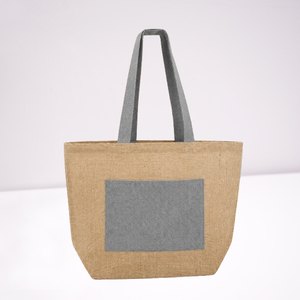 กระเป๋าผ้าปอกระเจาเคลือบลามิเนตพร้อมโลโก้สั่งทำ ขนาด 48x34x17.5 ซม. มีช่องกระเป๋าด้านนอก ปิดด้วยเวลโคร กระเป๋าช้อปปิ้ง รับผลิตแบบ OEM ODM ขายส่ง - Product Image 1