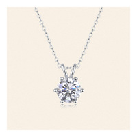 Kalung Liontin Moissanite 2 Karat Perak S925 dengan Rantai Klavikula, Tersedia dalam Stok Banyak