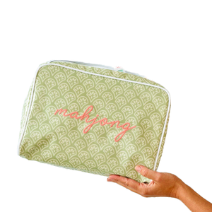 Maßgeschneiderte Mode-Kosmetiktasche aus Candy-PVC mit Reißverschluss, große Kapazität, für Reisen, MAHJONG-Fliesen-Design, transparente Tasche - Product Image 1