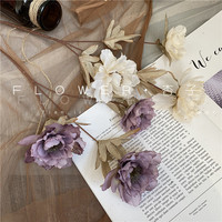 Fleurs artificielles en soie couleur caramel, petites pivoines et lotus, pour décoration de table de Noël, de salon ou de salle à manger, et accessoires pour cheveux