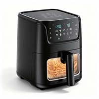 Freidora de Aire Cuadrada Premium Slim de 6L con Preajustes de Alimentos, Temporizador de 60 Minutos, Temperatura Ajustable, Ventana Visible Táctil, Freidora de Aire Doméstica