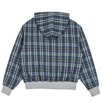 Veste à double fermeture éclair du fabricant personnalisée Boxy Fit Drop Shoulder Striped Flanelle Double Couche Plaid Sweat à capuche réversible pour hommes