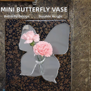 Versatile <b>Mini</b> 3D Floral Art Deco Eco-friendly Transparent Acrylic Butterfly Tabletop <b>Vase</b> Centerpiece Home Decor Rectangle - Product Image 2