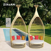 Ensemble de mobilier de jardin en aluminium et rotin luxueux : lit de repos extérieur, canapé de jardin, chaise longue, chaise de soleil, lit de jour et ensemble de canapés de patio