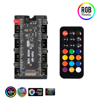 Ventilador PWM + ARGB LED 2 en 1, controlador HUB de sincronización 1 a 8, divisor multidireccional, 5V, 3 pines, RGB, adaptador de ventilador de refrigeración