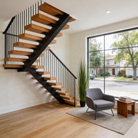 Escalier élégant à une seule poutre, sur mesure, avec marches en bois pour l'intérieur d'une villa design