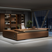 Bureau de direction en bois massif de luxe haut de gamme, ensemble de bureau moderne et simple, mobilier en bois de haute qualité