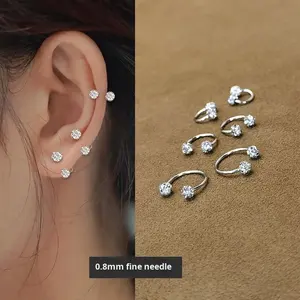 Boucles <span class=keywords><strong>d</strong></span>'oreilles classiques en forme de C, en forme de grosse boule <span class=keywords><strong>d</strong></span>'argile, entièrement serties de diamants, tendance et scintillantes, <span class=keywords><strong>pour</strong></span> le cartilage de l'<span class=keywords><strong>oreille</strong></span> - Product Image 2