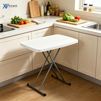 Table pliante portable en gros avec plateau en PEHD blanc pour stand de salon professionnel, jardin et fête familiale