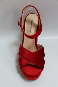 Sandali <span class=keywords><strong>con</strong></span> Plateau in Velluto Rosso, Tacco Alto, <span class=keywords><strong>Cinturino</strong></span> alla Caviglia Annodato, Tacco Grosso, Marrone, Scarpe da Donna per Feste Estive e Club - Product Image 4