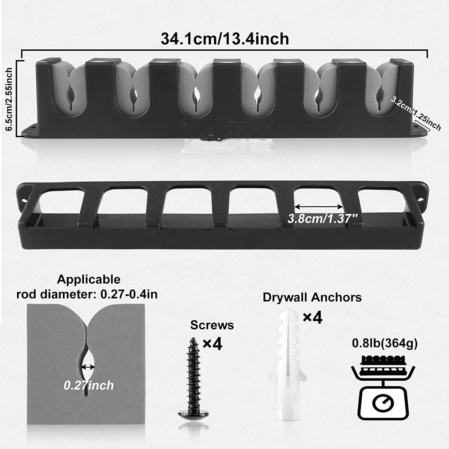 Lot De 2 Supports Muraux Pour Cannes à Pêche – Range Jusqu'à 12 Cannes, Vertical Ou Horizontal, Avec Vis Incluses