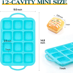MUYULINS Factory 12-cup LFGB non-stick BPA Free metal reinforced frame square <b>silicone</b> cake pan American muffin tray <b>baking</b> - Product Image 5