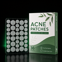Patchs anti-acné hydrocolloïdes transparents végétaliens Amz Ready 36 points, hypoallergéniques, à logo personnalisé, pour une élimination douce des boutons sur le visage