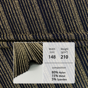 Nouveau design textile fil noir et or métallique quiksilver feuille tricot tissu pour robe - Product Image 2