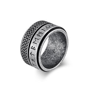 Retro Nordic Viking Letter Celtic Knot Rotating <b>Titanium</b> Steel <b>Ring</b> For <b>Men</b> Oversized Index Finger Jewelry Gift - Product Image 1