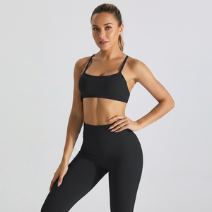 Soutien-gorge de sport pour femme à col carré, dos croisé réglable, fines bretelles spaghetti, coussinets amovibles, pour Pilates et fitness à faible impact - Product Image 3