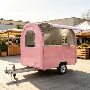 Equipo de Venta Ambulante de Comida, Remolque de Comida para Café, Carrito de Galletas y Donuts Rosa, Camión de Comida Móvil - Product Image 1