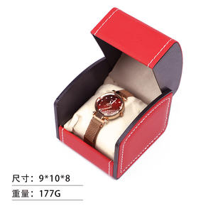 Caja de Reloj MU de <span class=keywords><strong>3</strong></span> Colores, Caja de Almacenamiento de Reloj de Cuero PU, Tapa Curva Abatible, Caja de Regalo, Caja de Embalaje de Reloj de Plástico de Alta Gama - Product Image 5
